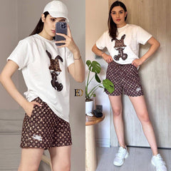LV patterned shorts t-shirt set
