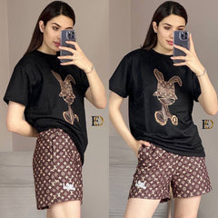 LV patterned shorts t-shirt set