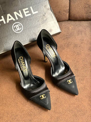 chanal new season black high heels