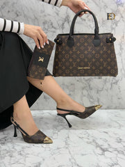 LV new high heels shoes bag set