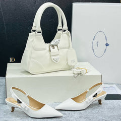 prad flat heels shoes bag set