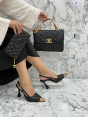 chanal pointed heels shoes bag set
