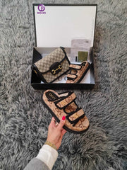 New slippers and bag set with GG pattern