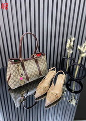 GG sequin heels shoes bag set