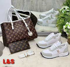 shoe bag set with lv written on the sole