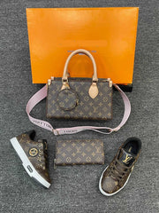New season LV bag shoes and wallet set
