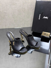 High heels with YSL heel logo
