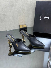 High heels with YSL heel logo