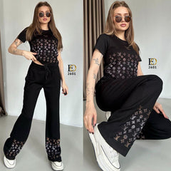 LV Fabric: 2-Piece Set in 2-Thread Cotton Stone Detailed