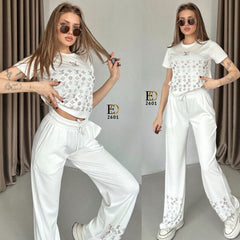 LV Fabric: 2-Piece Set in 2-Thread Cotton Stone Detailed