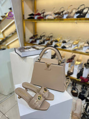 LV heels slipper bag sets