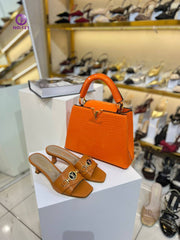 LV heels slipper bag sets