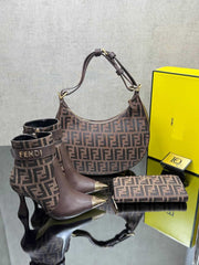 fenidi new season pointed heel boots and bag set