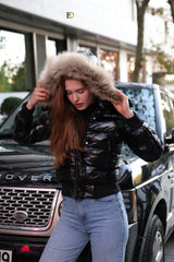 Fabric Quilted Stone-Studded Feathered Jacket