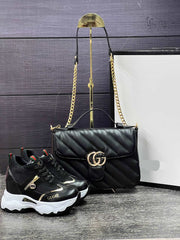 GG high heels shoes bag set