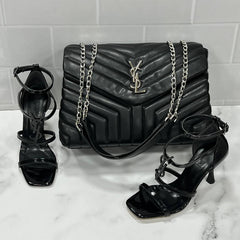 YSL big heel shoes bag set