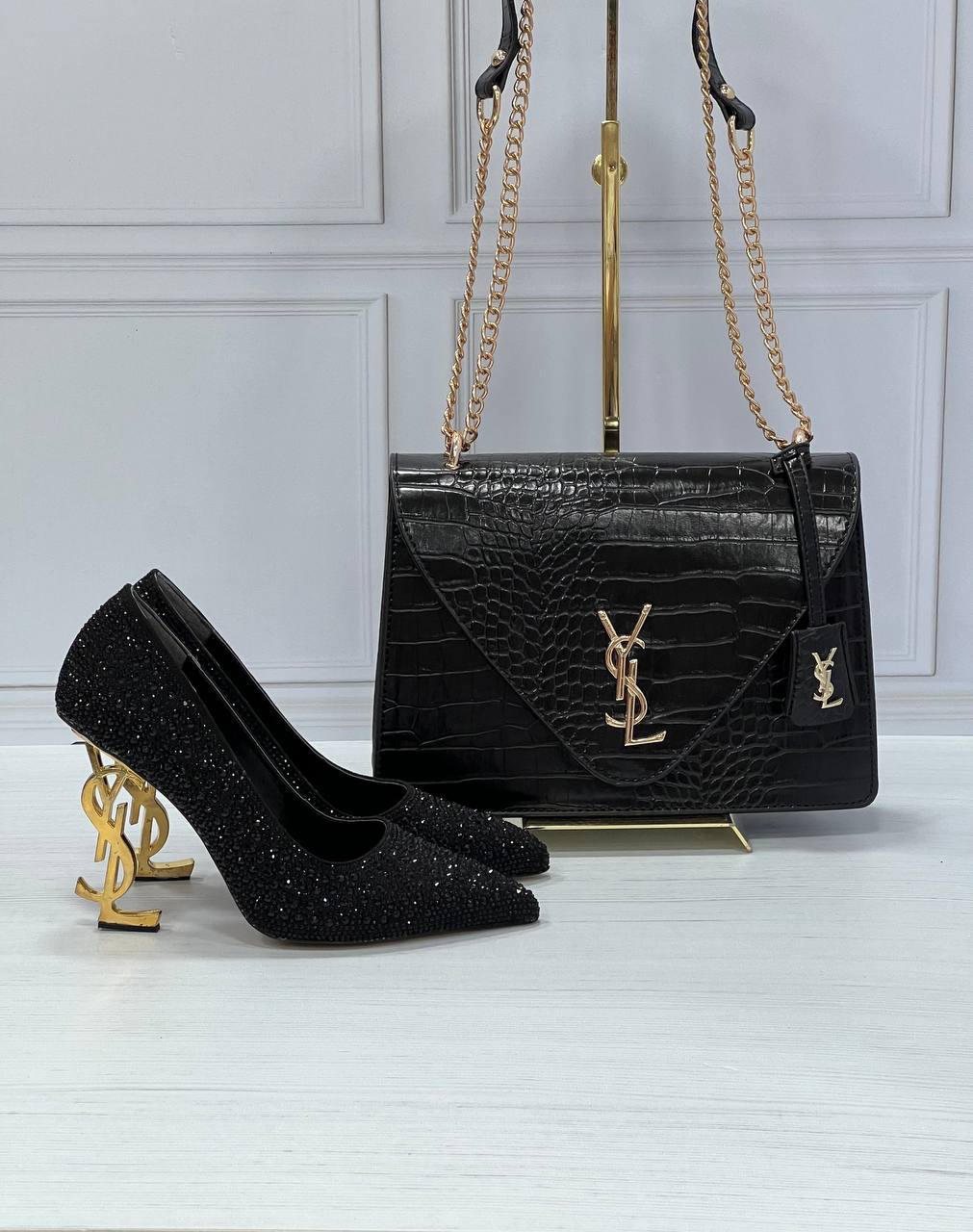 Glitter style heel shoe set on YSL