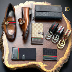 Only Genuine leather shoes and brown wallet