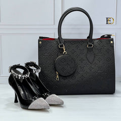 Lv heeled shoes bag set in gray toe