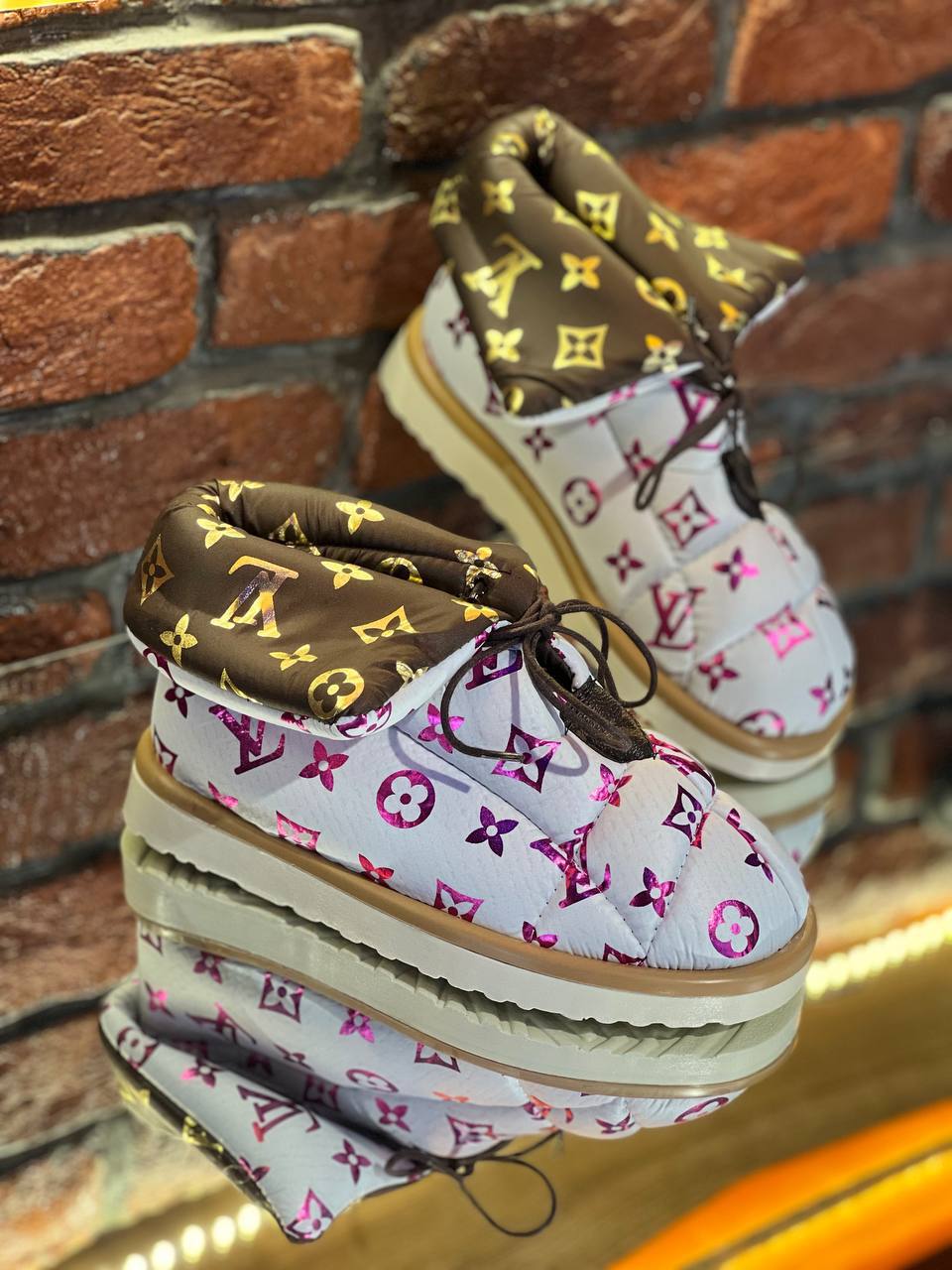 LV patterned lace-up women's shoes