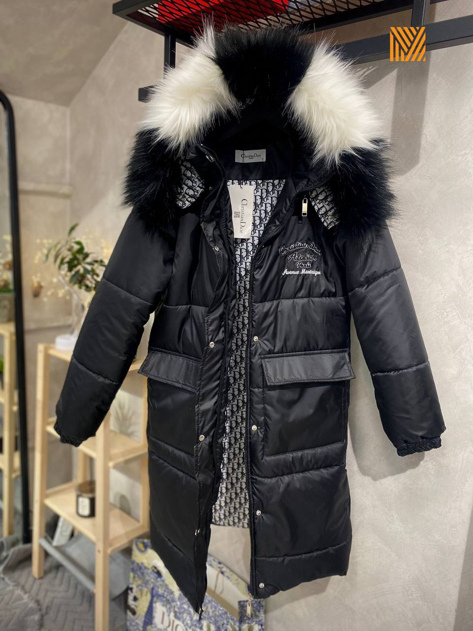 CD puffer long coat