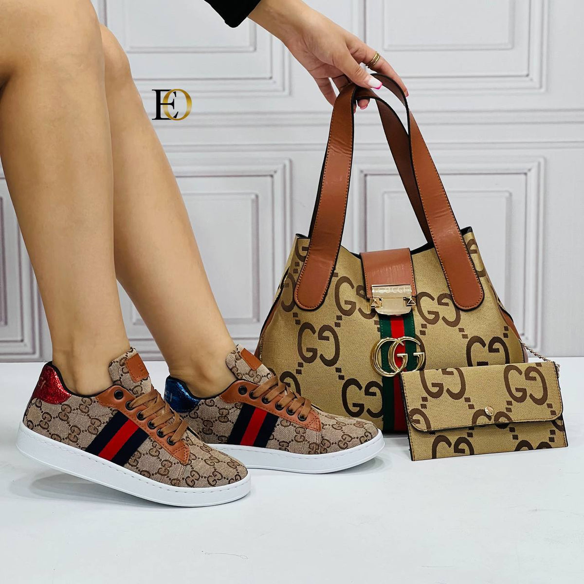 GG patterned shoe bag set