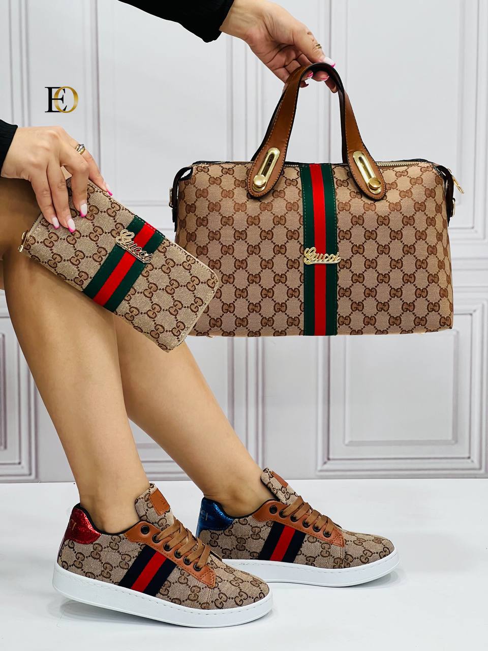 GG patterned shoe bag set