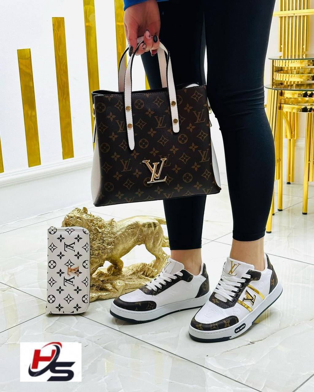 New women's lv sneakers bag set