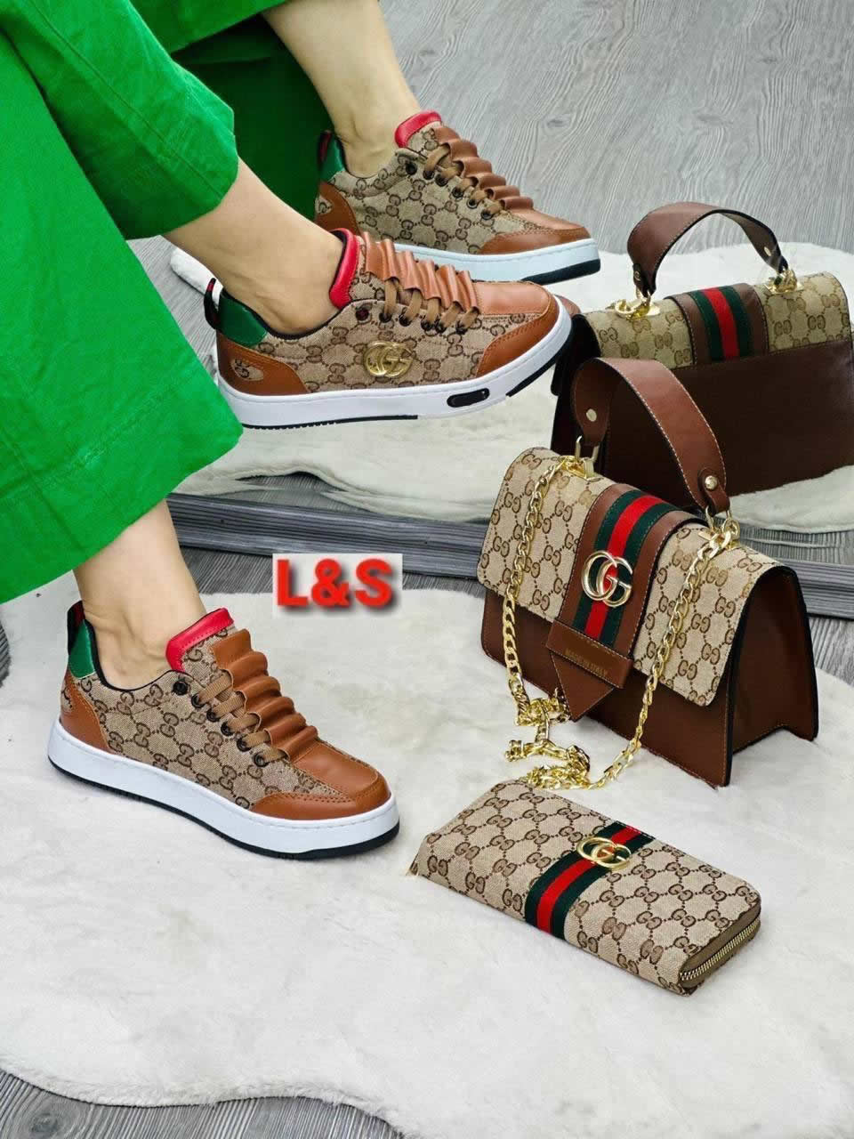 New GG patterned women's shoes bag set