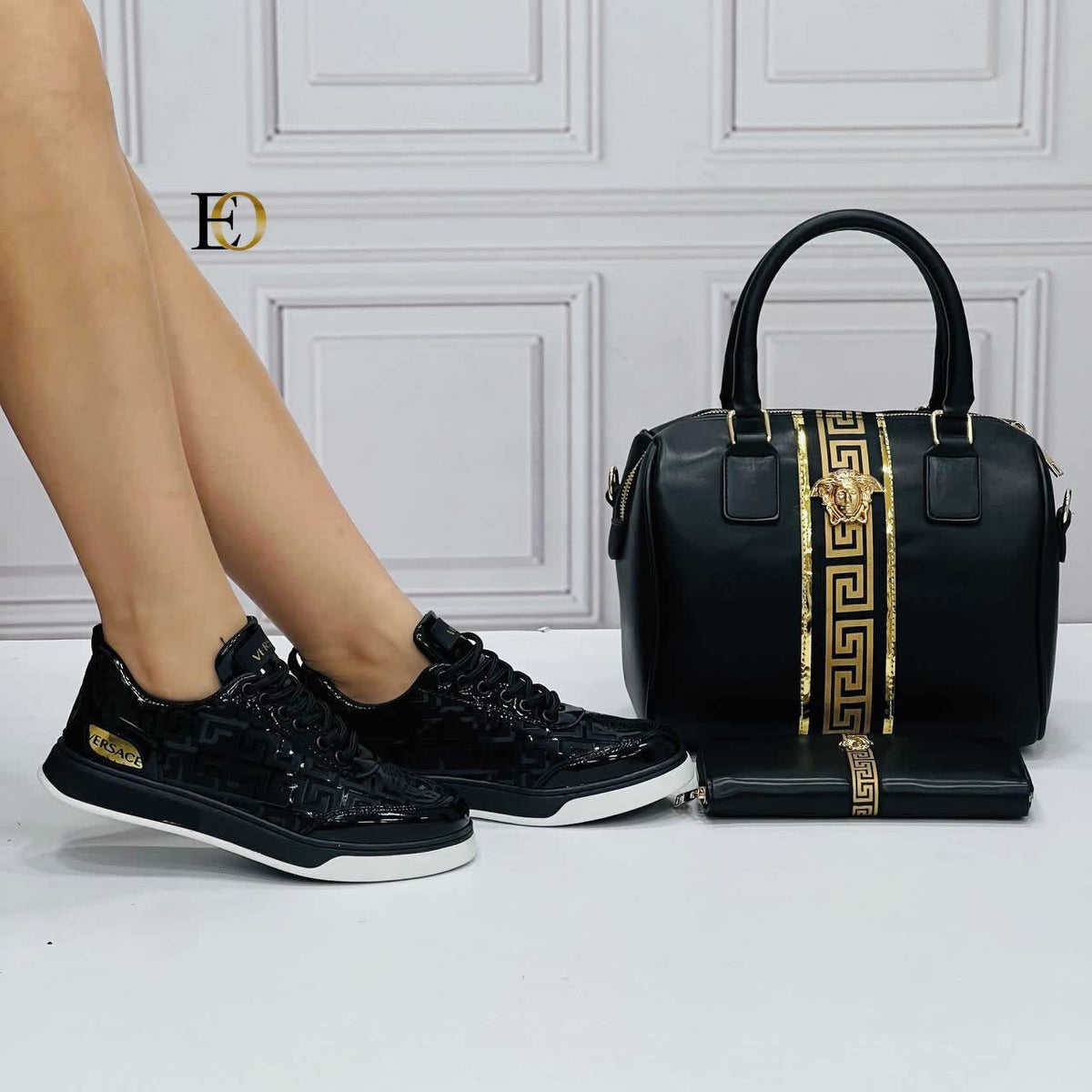 Versac black shoes and bag set