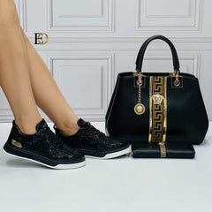 Versac black shoes and bag set