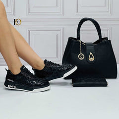 LV black shoe bag set