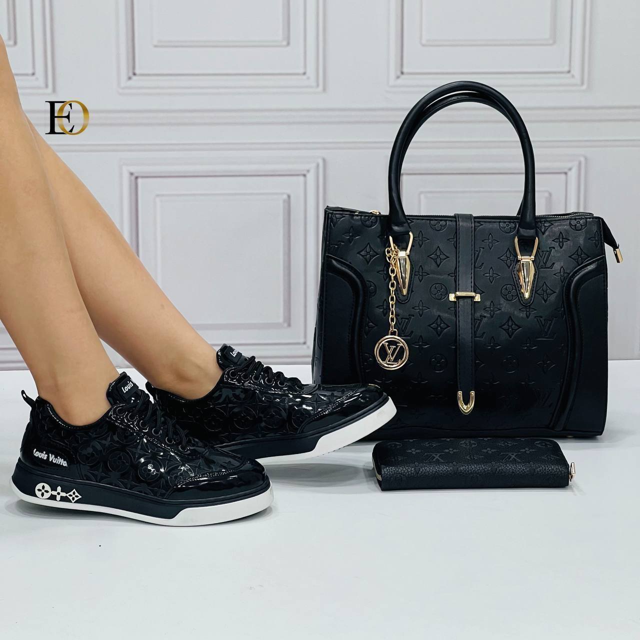 LV black shoe bag set