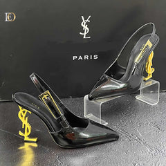 YSL gold heeled shoes