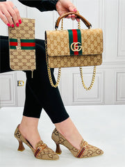 GG new season high heels shoes bag sets