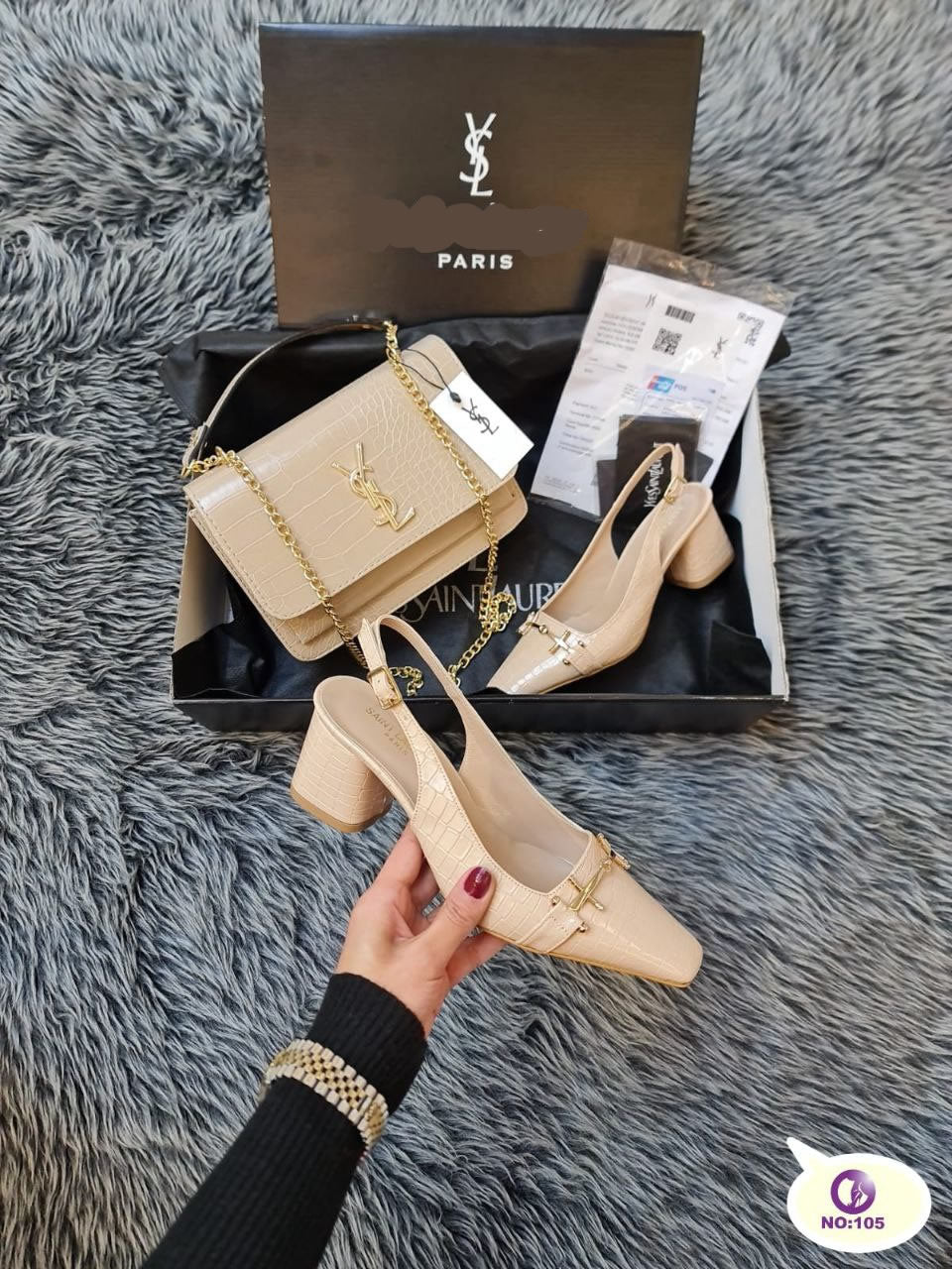 lightweight high heel ysl shoes and bag set