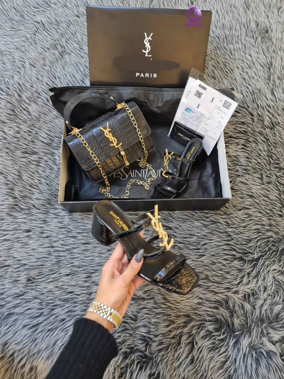 YSL new high heels shoes bag sets