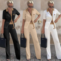 Shirt collar tracksuit style outfit