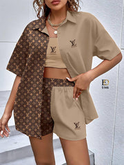 LV patterned summer shorts set