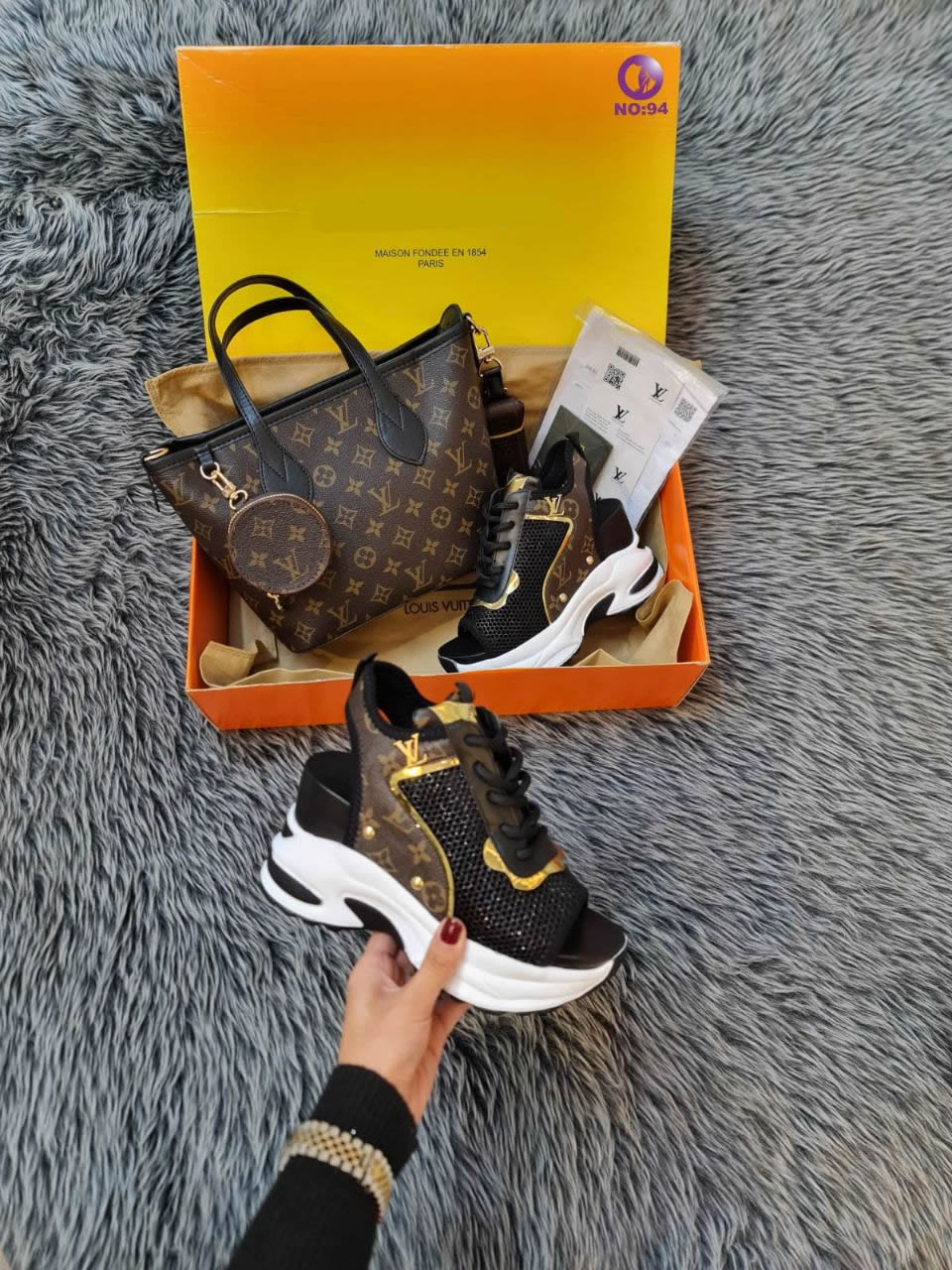 LV sandal bag set