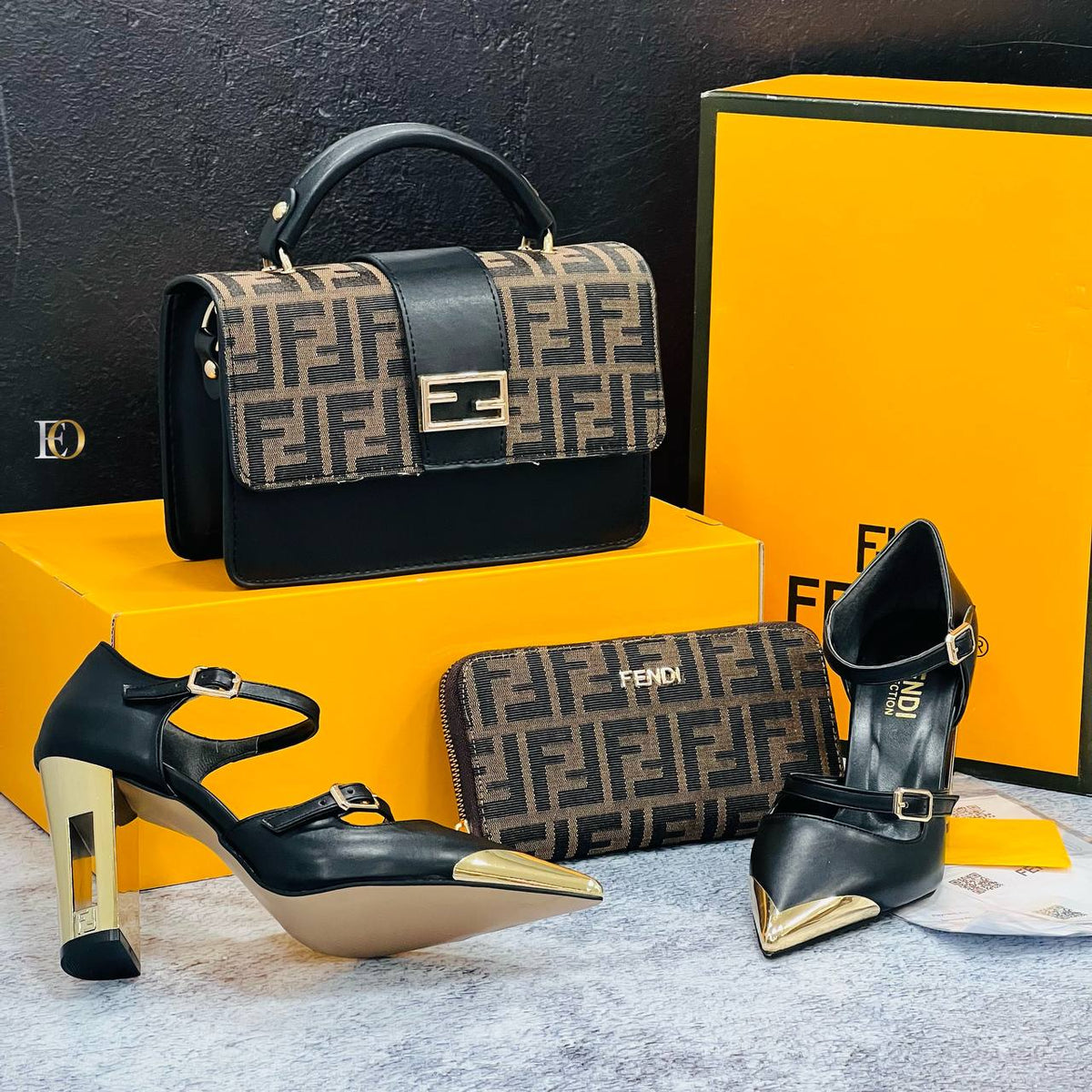 fnd new season high heels shoes bag set