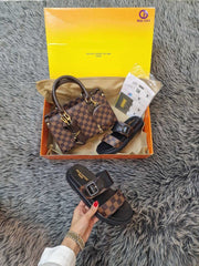 LV patterned slipper bag set