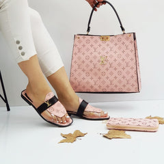 LV pink slipper bag sets