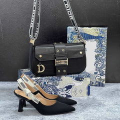 CD flat heels shoes and bag set