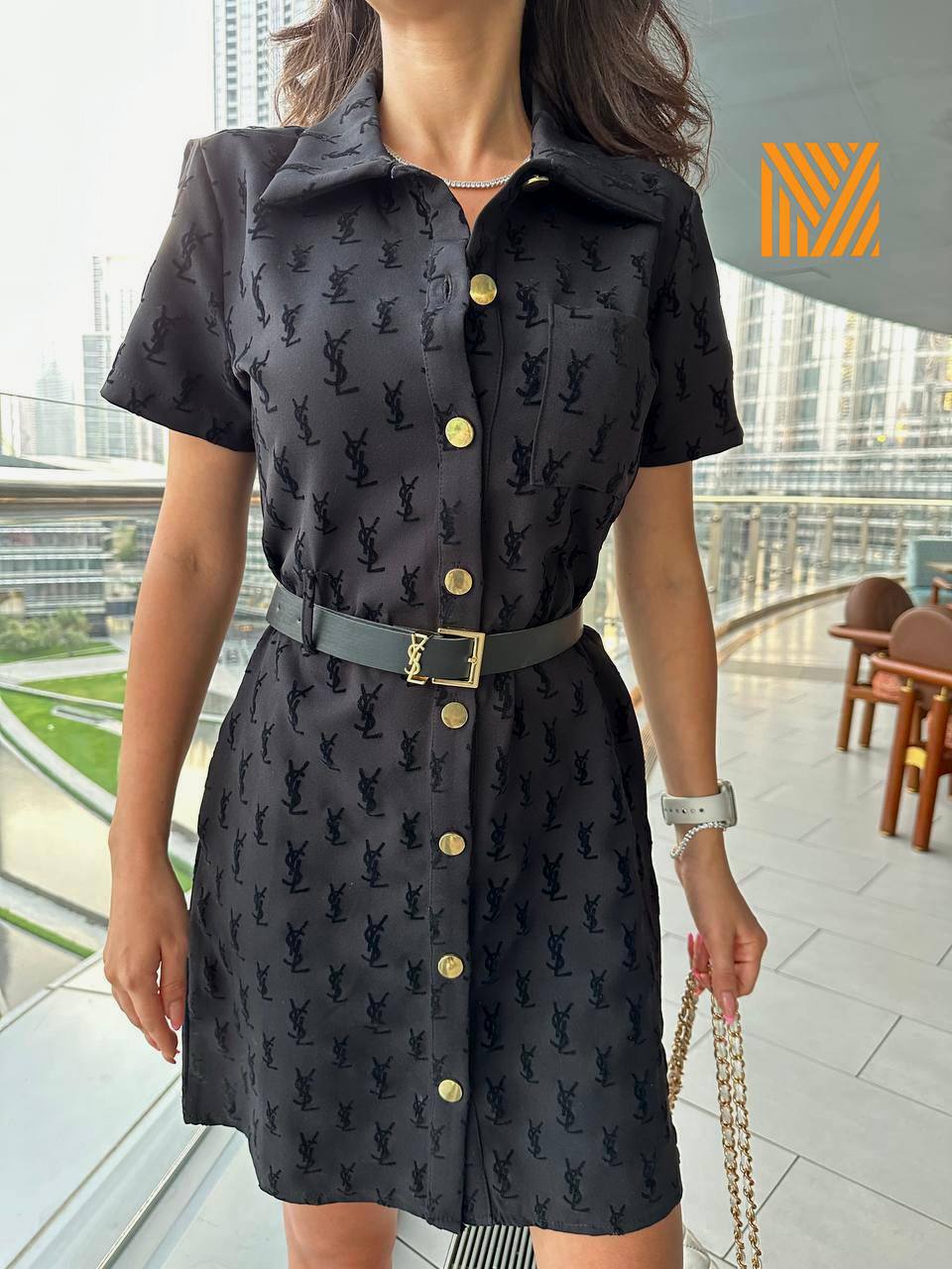 patterned dress  Belt included