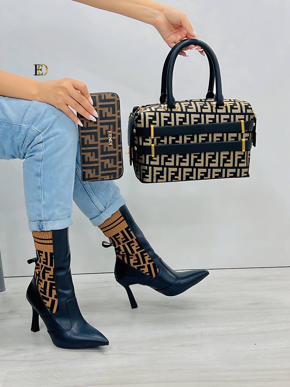 fnd heeled boots bag set