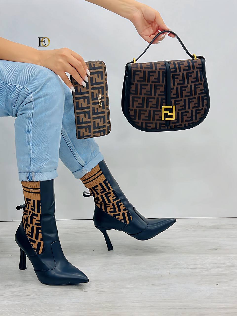 fnd heeled boots bag set