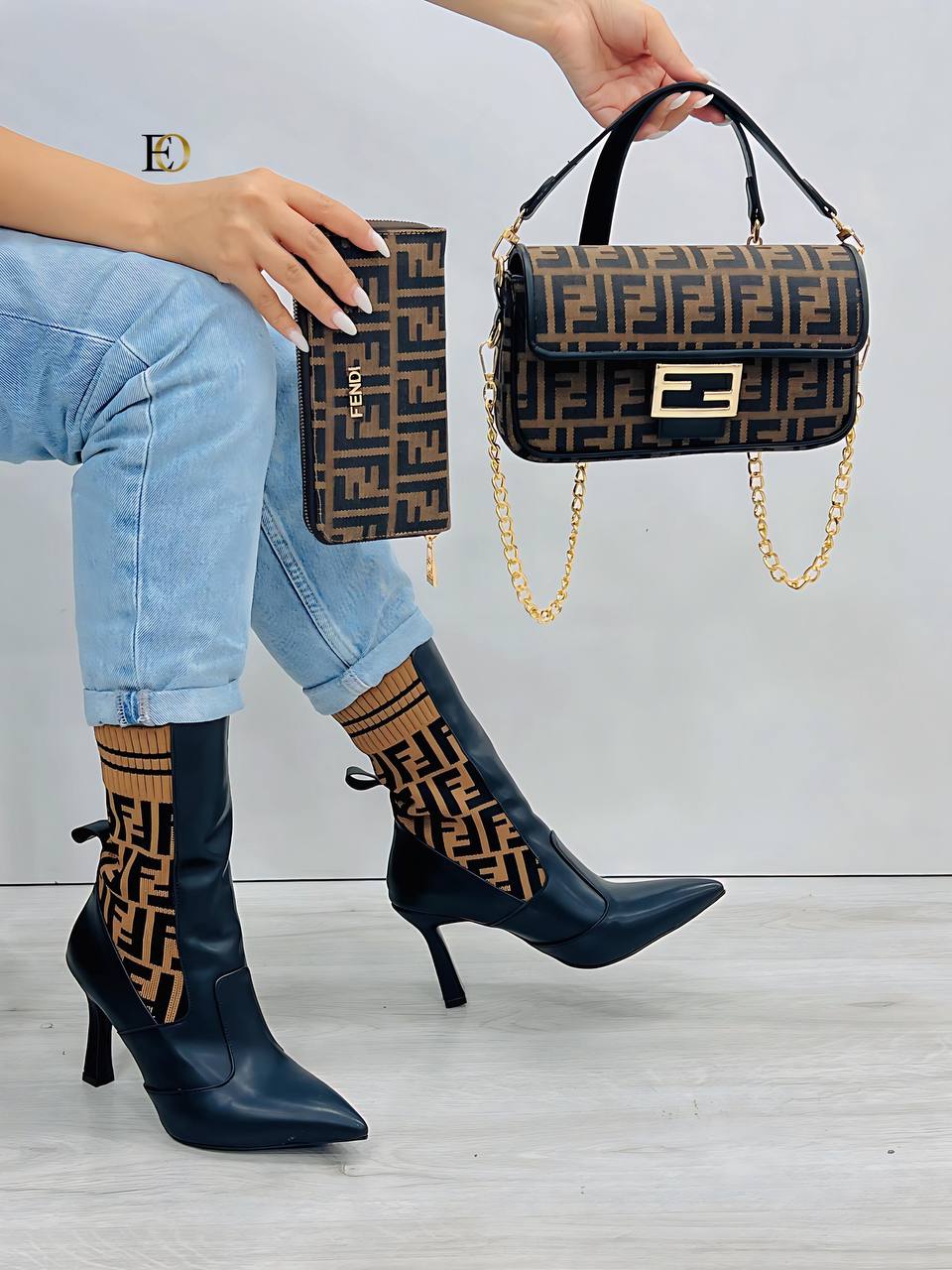 fnd heeled boots bag set