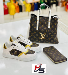 LV light shiny shoe bag set