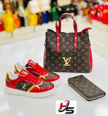 LV light shiny shoe bag set